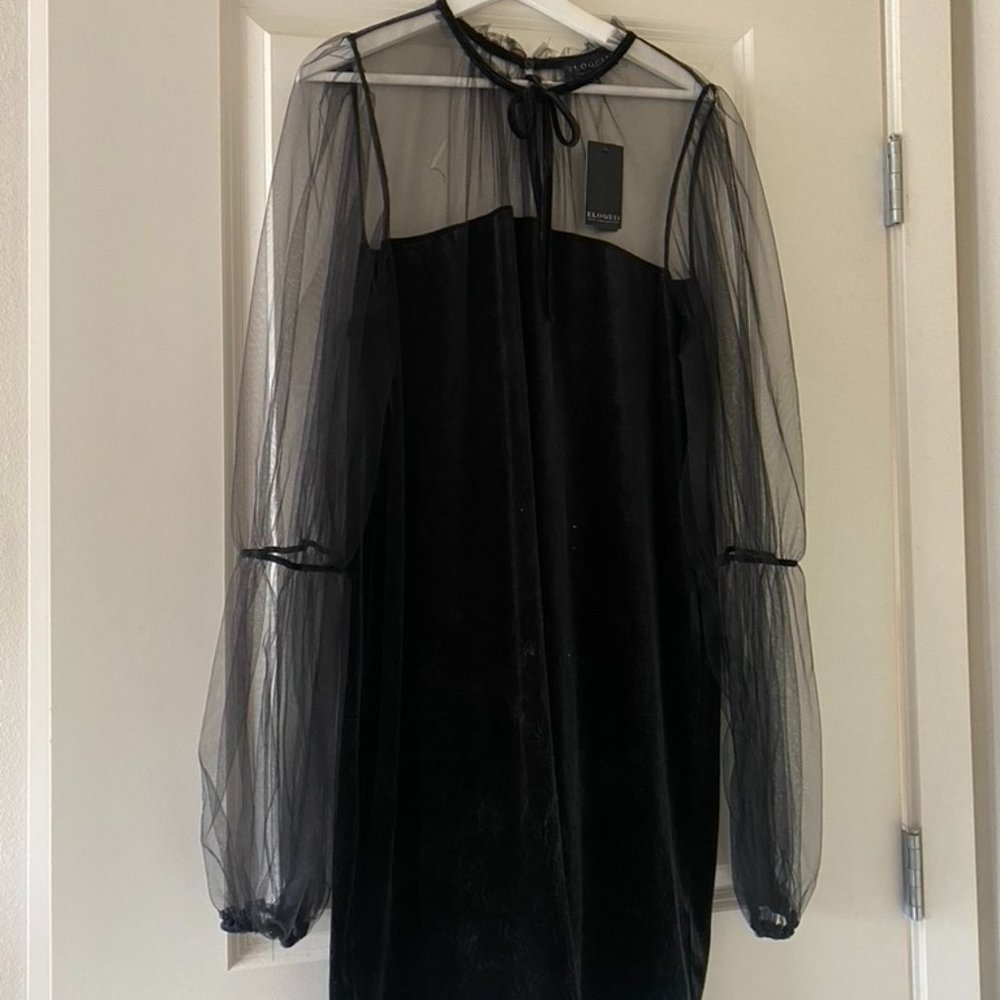 eloquii - Sheer Yoke Velvet Mini Dress - size 22
